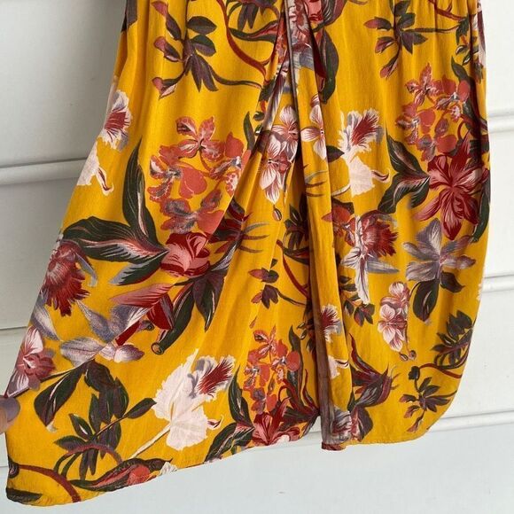 &‎ Other Stories Faux Wrap V-Neck Floral Mini Dress Yellow Size 6 - Picture 5 of 16
